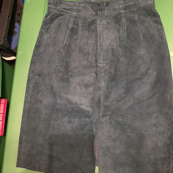 EUC Vintage Evan Davies Teal Suede High-Waisted Pencil Skirt - Picture 6 of 11